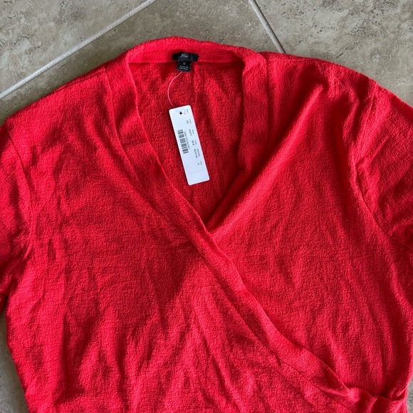 NWT J.Crew Red Wrap V-Neck Long Sleeve Top – Size Small - Picture 2 of 6